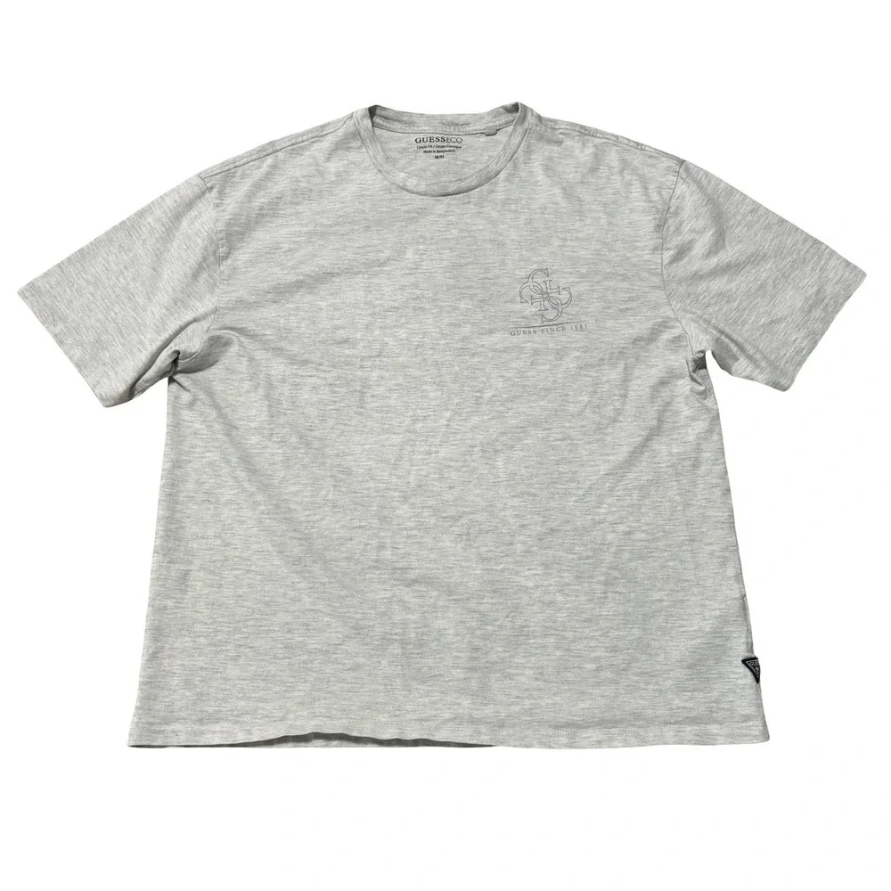 Guess Eco Men's Big Print Logo Gray T Shirt Size Medium 21 x 25 - Picture 2 of 6